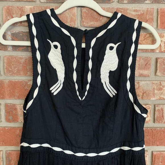 Free People Birds of A Feather Black / White Sleeveless Women's 6 Mini Dress EUC - Picture 7 of 14